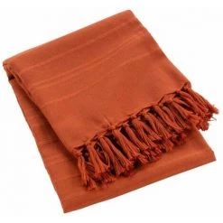 Paris Prix - Jeté De Canapé à Franges "lilia" 220x240cm Terracotta