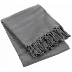 Paris Prix - Jeté De Canapé à Franges "lilia" 220x240cm Anthracite