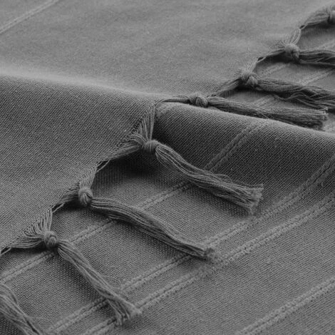 Paris Prix - Jeté De Canapé à Franges "lilia" 220x240cm Anthracite 4 Paris Prix - Jeté De Canapé à Franges "lilia" 220x240cm Anthracite – Image 2