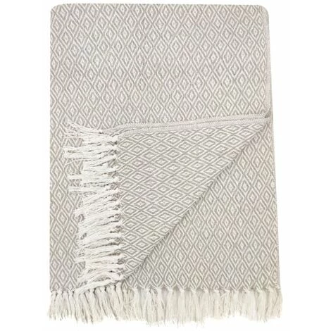 RIDEAUDISCOUNT Fouta, Jeté De Lit, Plaid 100% Coton 120 X 150 Cm Avec Franges Jacquard Micromotif Losanges Beige - Naturel 6 RIDEAUDISCOUNT Fouta, Jeté De Lit, Plaid 100% Coton 120 X 150 Cm Avec Franges Jacquard Micromotif Losanges Beige - Naturel – Image 4