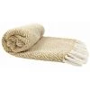 RIDEAUDISCOUNT Fouta, Jeté De Lit, Plaid 100% Coton 120 X 150 Cm Avec Franges Jacquard Micromotif Losanges Jaune - Jaune -Plaid et couverture Soldes 36892738 1