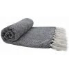 RIDEAUDISCOUNT Fouta, Jeté De Lit, Plaid 100% Coton 120 X 150 Cm Avec Franges Jacquard Motif Chevrons Bicolore Noir Blanc - Noir -Plaid et couverture Soldes 36892943 1