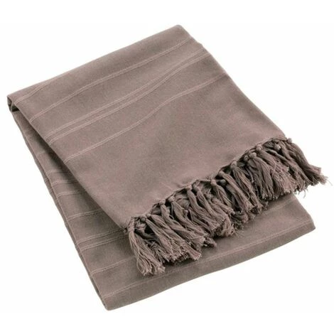 Paris Prix - Jeté De Canapé à Franges "lilia" 220x240cm Taupe 3 Paris Prix - Jeté De Canapé à Franges "lilia" 220x240cm Taupe