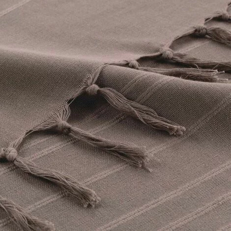 Paris Prix - Jeté De Canapé à Franges "lilia" 220x240cm Taupe 4 Paris Prix - Jeté De Canapé à Franges "lilia" 220x240cm Taupe – Image 2