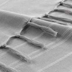 Paris Prix - Plaid Uni à Franges "lilia" 150x150cm Gris -Plaid et couverture Soldes 36895477 3