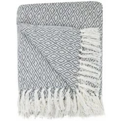 RIDEAUDISCOUNT Fouta, Jeté De Lit, Plaid 100% Coton 120 X 150 Cm Avec Franges Jacquard Micromotif Losanges Gris - Gris 10 RIDEAUDISCOUNT Fouta, Jeté De Lit, Plaid 100% Coton 120 X 150 Cm Avec Franges Jacquard Micromotif Losanges Gris - Gris -Plaid et couverture Soldes 36907070 4