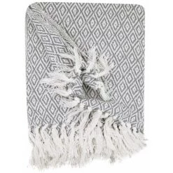 RIDEAUDISCOUNT Fouta, Jeté De Lit, Plaid 100% Coton 120 X 150 Cm Avec Franges Jacquard Micromotif Losanges Gris - Gris 11 RIDEAUDISCOUNT Fouta, Jeté De Lit, Plaid 100% Coton 120 X 150 Cm Avec Franges Jacquard Micromotif Losanges Gris - Gris -Plaid et couverture Soldes 36907070 5