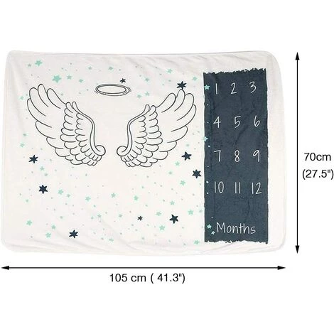 Kueatily Couverture Pour Bébé Milestone Photographie Props Couverture Pour Nouveau-né à 12 Mois Tapis Doux Ultra Confortable 70x105cm (Ange) 5 Kueatily Couverture Pour Bébé Milestone Photographie Props Couverture Pour Nouveau-né à 12 Mois Tapis Doux Ultra Confortable 70x105cm (Ange) – Image 3