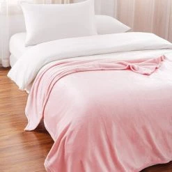 TRIOMPHE Grand Couvre-lit/plaid En Flanelle - Microfibre Douce, Moelleuse Et Chaude Housse De Couette Tapis Design (taille Simple 100 X 200 Cm, Rose Pêche) -Plaid et couverture Soldes 37036477 4