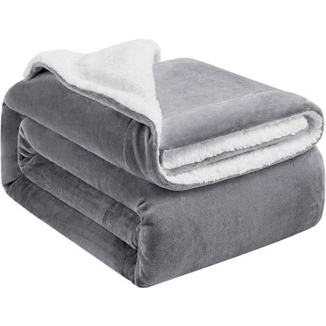 TRIOMPHE Plaid Couverture Polaire Sherpa Gris Clair & Blanc 130x150cm - Couverture Lit Double Face Douce Et Chaude, Plaid Jeté Canapé Flanelle Réversible, Blanket Effet Mouton Epais 3 TRIOMPHE Plaid Couverture Polaire Sherpa Gris Clair & Blanc 130x150cm - Couverture Lit Double Face Douce Et Chaude, Plaid Jeté Canapé Flanelle Réversible, Blanket Effet Mouton Epais
