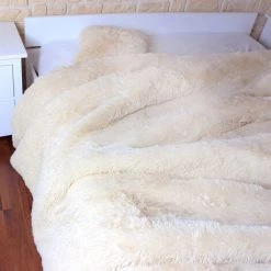 PLAID ET JETE DE LIT COUVRE LIT POILS LONGS BEIGE 220X240CM -Plaid et couverture Soldes 37105402 3