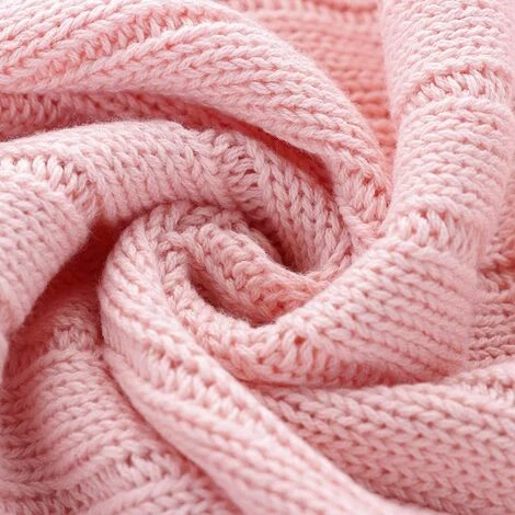 Kueatily Couverture En Tricot 100% Coton Doux Avec Pompons Et Pompons, Hypoallergénique, Pour Canapé/lit-90 X 90 Cm (Rose) 5 Kueatily Couverture En Tricot 100% Coton Doux Avec Pompons Et Pompons, Hypoallergénique, Pour Canapé/lit-90 X 90 Cm (Rose) – Image 3