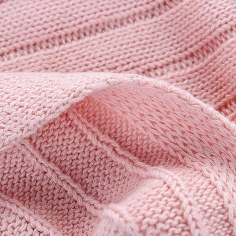Kueatily Couverture En Tricot 100% Coton Doux Avec Pompons Et Pompons, Hypoallergénique, Pour Canapé/lit-90 X 90 Cm (Rose) 7 Kueatily Couverture En Tricot 100% Coton Doux Avec Pompons Et Pompons, Hypoallergénique, Pour Canapé/lit-90 X 90 Cm (Rose) – Image 5