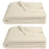 MEUBLETMOI Lot De 2 Plaids écru 130x170 Cm Ultra Doux - CHAMONIX - Beige -Plaid et couverture Soldes 37544047 1