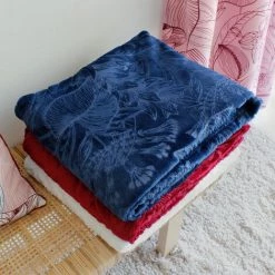 ENJOY HOME Plaid Flanelle Jacquard 125x150 Cm CANOA - ROUGE -Plaid et couverture Soldes 37825033 2