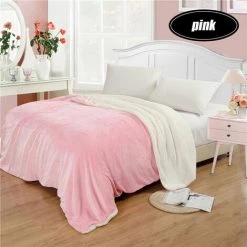 KINGSO Couverture En Flanelle D'agneau En Peluche Double Couche Super Douce 200*230cm