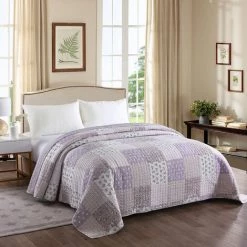 WOLTU Dessus De Lit Patchwork.Couvre-Lit Matelassé. Jeté De Lit Pour Lit Double. 220x240cm. Patchwork Violet Clair -Plaid et couverture Soldes 38233084 2