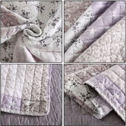 WOLTU Dessus De Lit Patchwork.Couvre-Lit Matelassé. Jeté De Lit Pour Lit Double. 220x240cm. Patchwork Violet Clair -Plaid et couverture Soldes 38233084 3