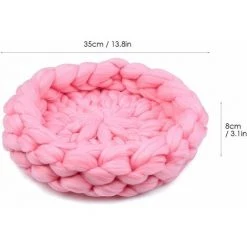 HAPPYSHOPPING Nouveau-ne Photogragh Props Baby Photogragh Mat Couverture Tissee A La Main 15,7 Pouces De Diametre Tapis En Tricot Bricolage Doux Et Confortable Pour Les NourrissonsPink, Modele: Pink - Modele:Rose -Plaid et couverture Soldes 38578234 4