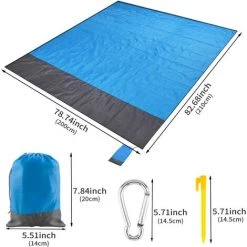 ECHOO Couverture De Plage Couverture De Pique-nique Tapis De Plage Sans Sable Étanche Léger 79 X 83 Pouces Couverture De Poche Portable Pliable Couverture De Pique-nique Surdimensionnée Tapis De Camping Pour Jardin Extérieur Parc Herbe Voyage Randonnée -Plaid et couverture Soldes 38713426 2