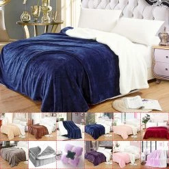 Couverture De Flanelle En Peluche D'agneau Double Couche Super Douce Couverture De Lit Rembourrée En Hiver (marine 200X230cm) Coxolo -Plaid et couverture Soldes 38912578 3