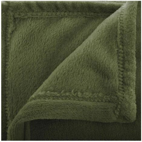 Atmosphera - Plaid Flanelle Vert Kaki 180 X 230 Cm - Vert Kaki 4 Atmosphera - Plaid Flanelle Vert Kaki 180 X 230 Cm - Vert Kaki – Image 2