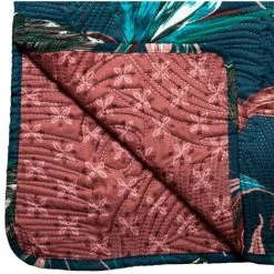 Atmosphera - Dessus De Lit Bleu Canard Imprimé 240 X 260 Cm Avec 2 Taies - Bleu Canard -Plaid et couverture Soldes 39438008 3