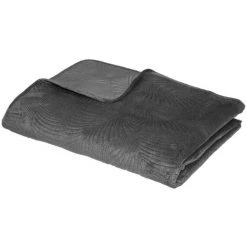 Atmosphera - Dessus De Lit Velours Gris Ardoise 240 X 260 Cm - Gris Ardoise