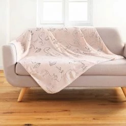 DOUCEUR D'INTÉRIEUR Plaid 125x150 Cm Flanelle Métallisée Arty Line Rose Argent - Rose