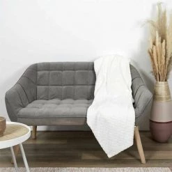 Paris Prix - Plaid Déco "embossé" 140x200cm Beige -Plaid et couverture Soldes 39630427 4