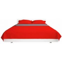 HAPPYSHOPPING Couvre-lit Matelasse Double-face Rouge Et Gris 220x240 Cm -Plaid et couverture Soldes 39655960 3