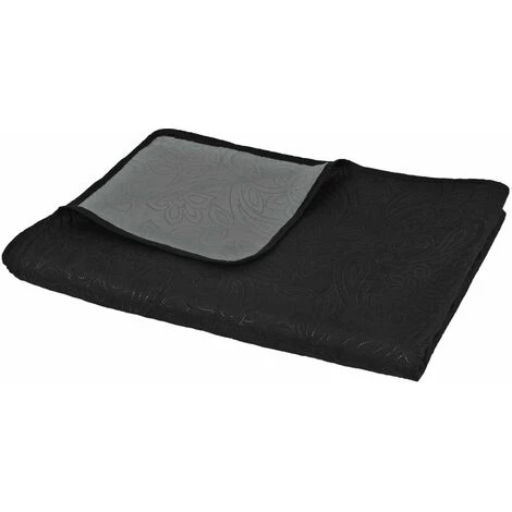 HAPPYSHOPPING Couvre-lit A Double Face Matelasse 230 X 260 Cm Gris Et Noir 3 HAPPYSHOPPING Couvre-lit A Double Face Matelasse 230 X 260 Cm Gris Et Noir