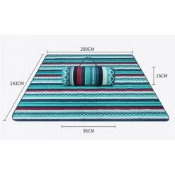 TRIOMPHE Couverture De Pique-Nique Impermeable 143*200cm, Portable Extérieur Résiste à L'humidité Isolation Tapis De Plage, Parc, Cour, Pliable Avec Bandoulière(Vert Blanc Géométrie) -Plaid et couverture Soldes 39710193 3