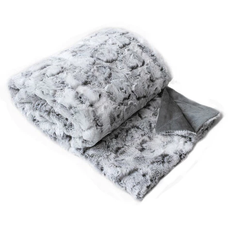 ENJOY HOME Plaid Fausse Fourrure Doublée Polaire 125x150 Cm LOU - GRIS 3 ENJOY HOME Plaid Fausse Fourrure Doublée Polaire 125x150 Cm LOU - GRIS