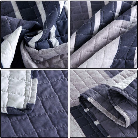 WOLTU Dessus De Lit Patchwork.Couvre-Lit Matelassé. Jeté De Lit Pour Lit Double. 150x200cm. Patchwork Stripes+Karo 5 WOLTU Dessus De Lit Patchwork.Couvre-Lit Matelassé. Jeté De Lit Pour Lit Double. 150x200cm. Patchwork Stripes+Karo – Image 3