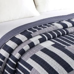 WOLTU Dessus De Lit Patchwork.Couvre-Lit Matelassé. Jeté De Lit Pour Lit Double. 170x210cm. Patchwork Stripes+Karo -Plaid et couverture Soldes 39949121 4