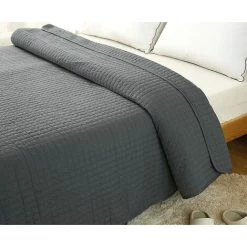 WOLTU 2 X Couvre-Lits Matelassé. Couverture Rembourré De Lit Flannel. 170x210cm. Gris Foncé -Plaid et couverture Soldes 39949285 3
