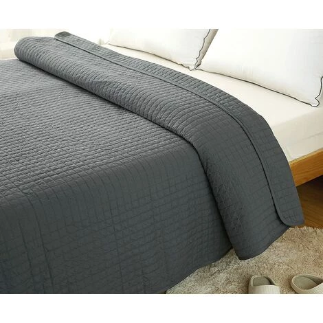 WOLTU 2 X Couvre-Lits Matelassé. Couverture Rembourré De Lit Flannel. 220x240cm. Gris Foncé 5 WOLTU 2 X Couvre-Lits Matelassé. Couverture Rembourré De Lit Flannel. 220x240cm. Gris Foncé – Image 3