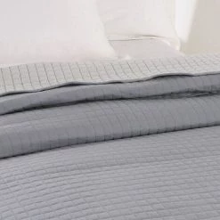 WOLTU 2 X Couvre-Lits Matelassé. Couverture Rembourré De Lit Flannel. 150x200cm. Gris+Gris Clair -Plaid et couverture Soldes 39949292 3