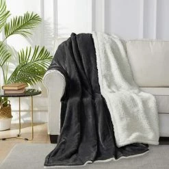WOLTU Couverture Chaude. Couverture De La Chambre En Peluche.Couverture De Canapé. 220x240cm. Anthracite -Plaid et couverture Soldes 39949313 3