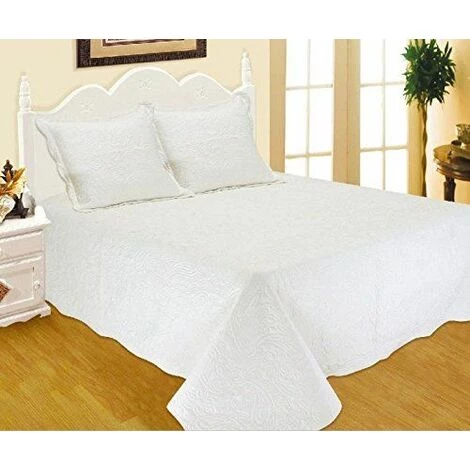 Dvier Couvre-lit, Coton Mélangé, Blanc, 260 x 220 cm 3 Dvier Couvre-lit, Coton Mélangé, Blanc, 260 x 220 cm