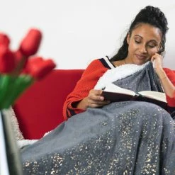 Relaxdays Couverture Polaire, étoiles Dorés, Couette Douce Avec Apparence En Laine D’agneau, Double, 150x200 Cm -Plaid et couverture Soldes 40116923 5