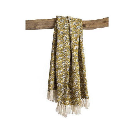 M-S Plaid En Coton 130x150 Cm Imprimés Curry - YELLY 3 M-S Plaid En Coton 130x150 Cm Imprimés Curry - YELLY