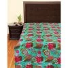 RAJRANG Coton Couvre-lit Double Drap Imprimé Kantha Travail