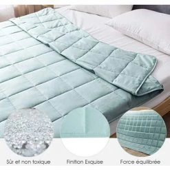 GOPLUS Couvertures Pondérées Pour Sommeil, Couverture Lestée Pour Adultes Et Enfants, En Polyester Avec Perles De Verre, Contre L'Insomnie Lourde Ou Stress, Couleur Vert ((152 X 203 Cm, 9) -Plaid et couverture Soldes 40243516 4