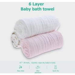 DOUFA Serviette De Bain Bebe Couverture Swaddle 100% Mousseline Cotton Super Soft Eau Absorbant Pour La Peau Delicate De Bebe 6 Couche 47 * 39 Pouces Blanc, Blanc 9 DOUFA Serviette De Bain Bebe Couverture Swaddle 100% Mousseline Cotton Super Soft Eau Absorbant Pour La Peau Delicate De Bebe 6 Couche 47 * 39 Pouces Blanc, Blanc -Plaid et couverture Soldes 40263372 3