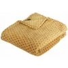 Atmosphera - Plaid Flanelle Ocre Imprimé Otto 125 X 150 Cm - Jaune Ocre -Plaid et couverture Soldes 40402622 1