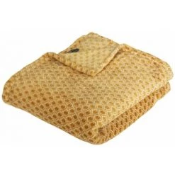Atmosphera - Plaid Flanelle Ocre Imprimé Otto 125 X 150 Cm - Jaune Ocre