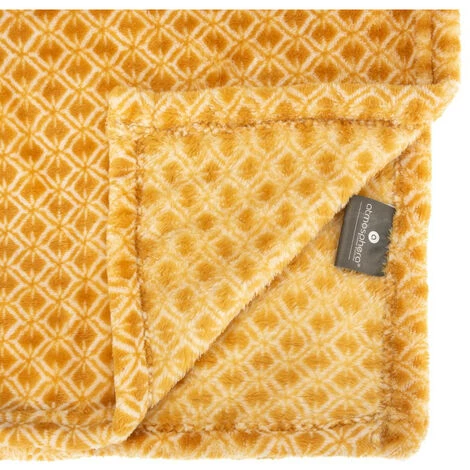 Atmosphera - Plaid Flanelle Ocre Imprimé Otto 125 X 150 Cm - Jaune Ocre 4 Atmosphera - Plaid Flanelle Ocre Imprimé Otto 125 X 150 Cm - Jaune Ocre – Image 2