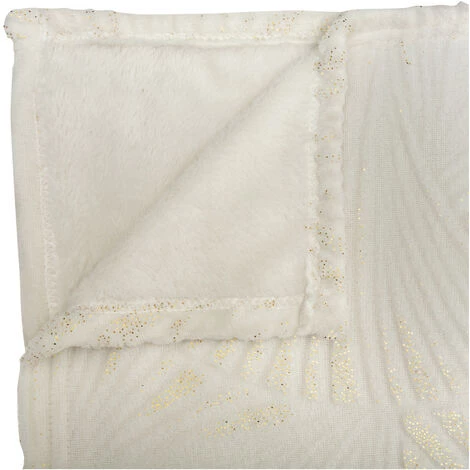 Atmosphera - Plaid Flanelle Ivoire Motif Doré En Relief 125 X 150 Cm - Ivoire 4 Atmosphera - Plaid Flanelle Ivoire Motif Doré En Relief 125 X 150 Cm - Ivoire – Image 2